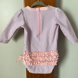 Rufflebutts Seersucker Long Sleeve Rash Guard One Piece 6-12 months